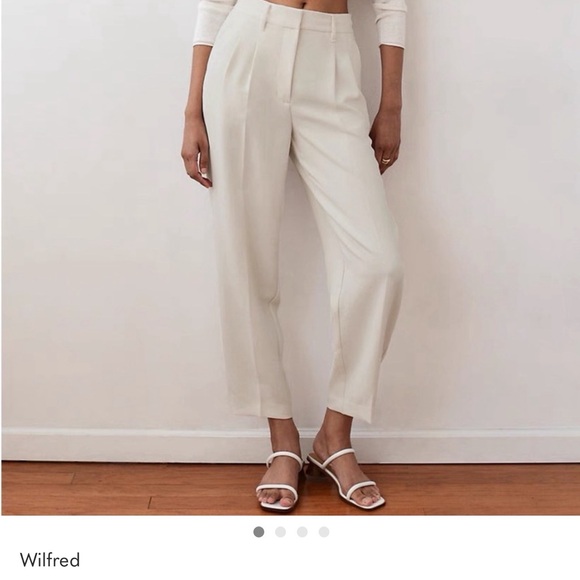 Wilfred Pants - Wilfred Cream Cropped High-Waist Pleated Trousers